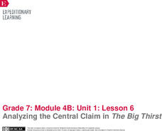 Analyzing the Central Claim in The Big Thirst Lesson Plan Analyzing the Central Claim in The Big Thirst Lesson Plan