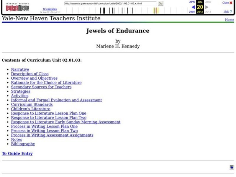 Jewels of Endurance Lesson Plan Jewels of Endurance Lesson Plan