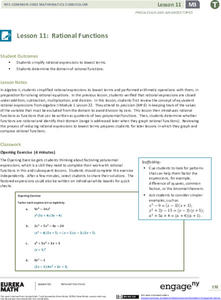 Rational Functions Lesson Plan Rational Functions Lesson Plan