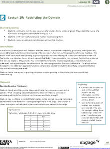 Restricting the Domain Lesson Plan Restricting the Domain Lesson Plan