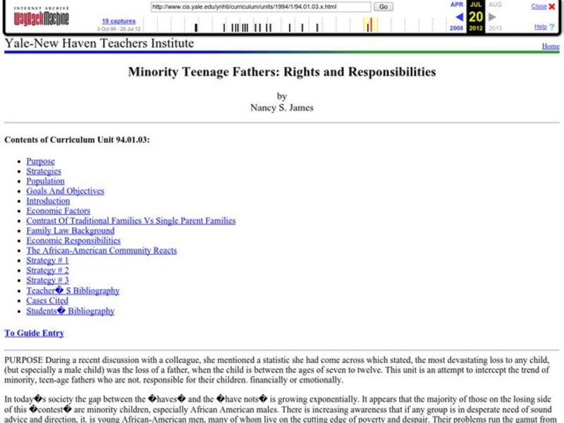 Minority Teenage Fathers: Rights and Responsibilities Lesson Plan Minority Teenage Fathers: Rights and Responsibilities Lesson Plan