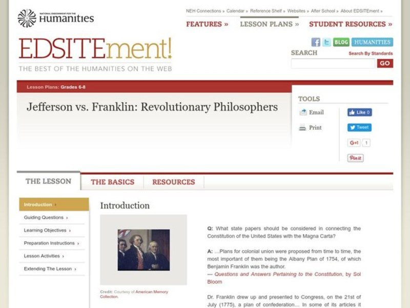 Jefferson vs. Franklin: Revolutionary Philosophers Lesson Plan Jefferson vs. Franklin: Revolutionary Philosophers Lesson Plan