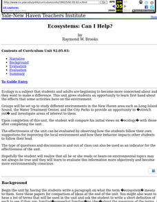 Ecosystems: Can I Help? Lesson Plan Ecosystems: Can I Help? Lesson Plan