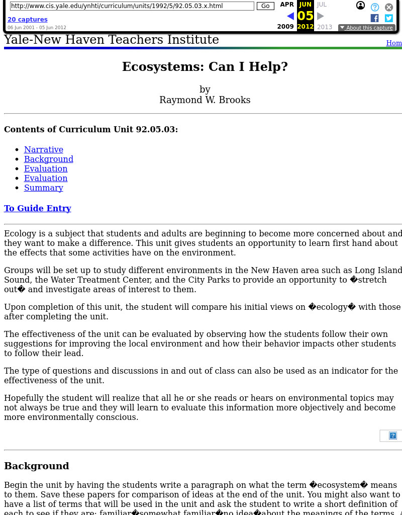 Ecosystems: Can I Help? Lesson Plan Ecosystems: Can I Help? Lesson Plan