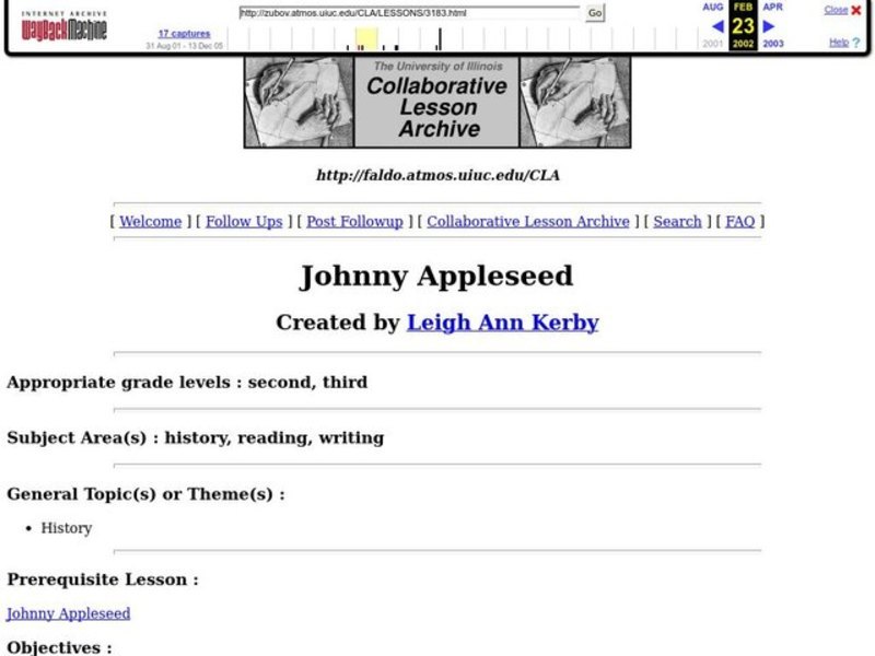 Johnny Appleseed Lesson Plan Johnny Appleseed Lesson Plan