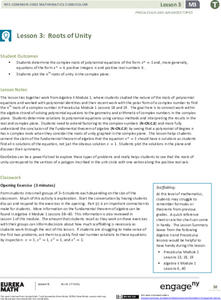 Roots of Unity Lesson Plan Roots of Unity Lesson Plan