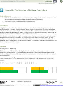 The Structure of Rational Expressions Lesson Plan The Structure of Rational Expressions Lesson Plan