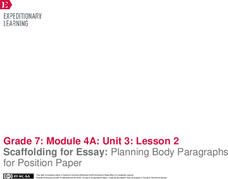 Scaffolding for Essay: Planning Body Paragraphs for Position Paper Lesson Plan Scaffolding for Essay: Planning Body Paragraphs for Position Paper Lesson Plan