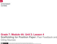 Scaffolding for Position Paper: Peer Feedback and Citing Sources Lesson Plan Scaffolding for Position Paper: Peer Feedback and Citing Sources Lesson Plan