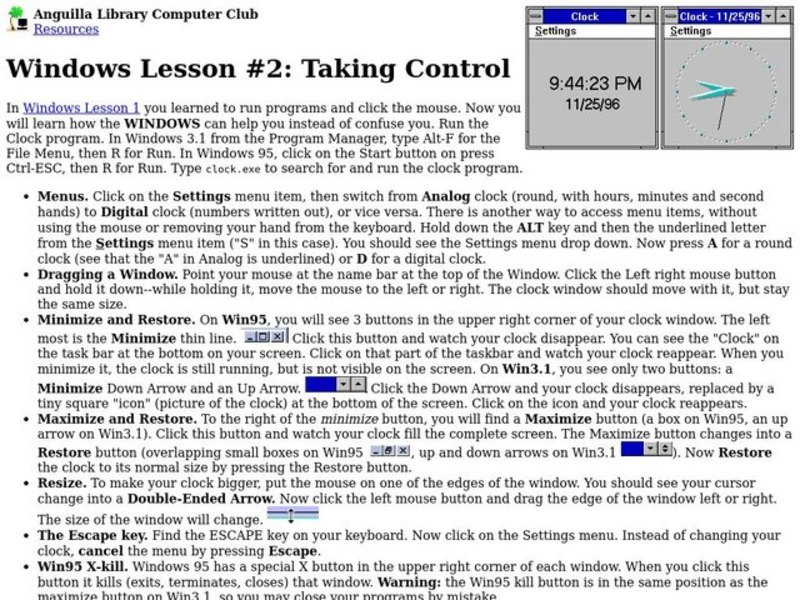 Windows Lesson #2: Taking Control Lesson Plan Windows Lesson #2: Taking Control Lesson Plan