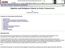 Baptists and Religious Liberty in Early Connecticut Lesson Plan Baptists and Religious Liberty in Early Connecticut Lesson Plan