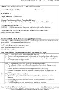 My Conflict Shield Lesson Plan My Conflict Shield Lesson Plan