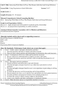 Using Negotiation to Settle Difficulties Lesson Plan Using Negotiation to Settle Difficulties Lesson Plan