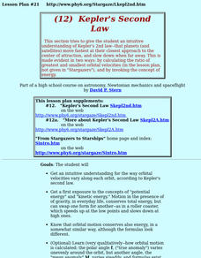 Kepler's Second Law Lesson Plan Kepler's Second Law Lesson Plan