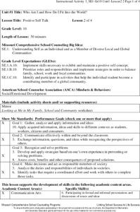 Positive Self Talk Lesson Plan Positive Self Talk Lesson Plan
