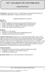 Advocating For My Needs in High School Unit Plan Advocating For My Needs in High School Unit Plan