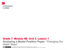 EngageNY Grade 7 ELA: Module 4b, Unit 3: Performance Task: Water Management Position Paper EngageNY Grade 7 ELA: Module 4b, Unit 3: Performance Task: Water Management Position Paper