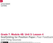 Scaffolding for Position Paper: Peer Feedback and Citing Sources Lesson Plan Scaffolding for Position Paper: Peer Feedback and Citing Sources Lesson Plan