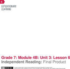 Independent Reading: Final Product Lesson Plan Independent Reading: Final Product Lesson Plan