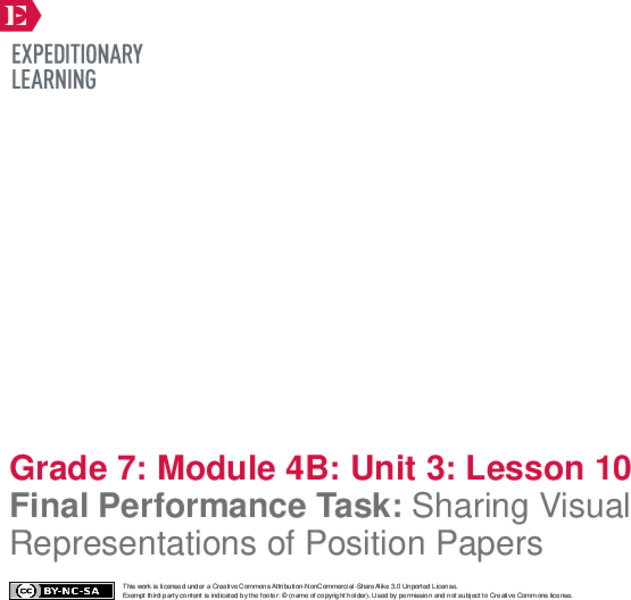 Final Performance Task: Sharing Visual Representations of Position Papers Lesson Plan Final Performance Task: Sharing Visual Representations of Position Papers Lesson Plan