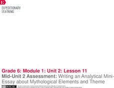 Mid-Unit 2 Assessment: Writing an Analytical MiniEssay about Mythological Elements and Theme Lesson Plan Mid-Unit 2 Assessment: Writing an Analytical MiniEssay about Mythological Elements and Theme Lesson Plan