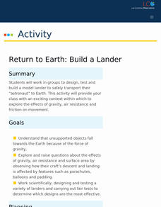Return to Earth: Build a Lander Activity Return to Earth: Build a Lander Activity