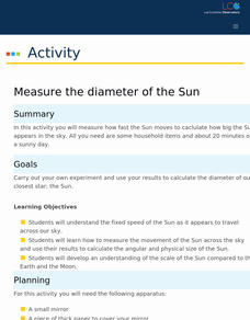 Measure the Diameter of the Sun Activity Measure the Diameter of the Sun Activity