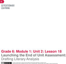 Launching the End of Unit Assessment: Drafting Literary Analysis Lesson Plan Launching the End of Unit Assessment: Drafting Literary Analysis Lesson Plan