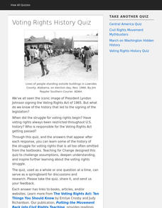 Voting Rights History Quiz Interactive Voting Rights History Quiz Interactive