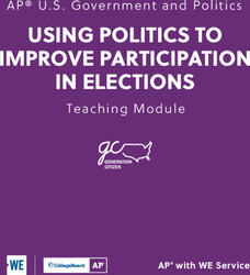Using Politics to Improve Participation in Elections Unit Plan Using Politics to Improve Participation in Elections Unit Plan