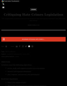 Critiquing Hate Crimes Legislation Lesson Plan Critiquing Hate Crimes Legislation Lesson Plan