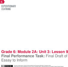 Final Performance Task: Final Draft of Essay to Inform Lesson Plan Final Performance Task: Final Draft of Essay to Inform Lesson Plan