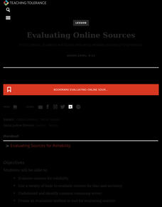 Evaluating Online Sources Lesson Plan Evaluating Online Sources Lesson Plan
