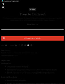 Free to Believe! Lesson Plan Free to Believe! Lesson Plan