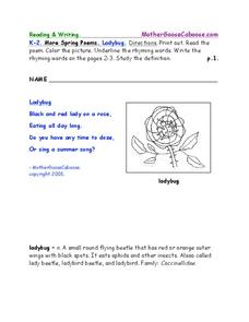 Ladybug Poem Worksheet Ladybug Poem Worksheet
