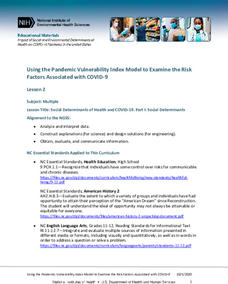 Lesson 2: Using the Pandemic Vulnerability Index Model to Examine the Risk Factors Associated with COVID-19 Lesson Plan Lesson 2: Using the Pandemic Vulnerability Index Model to Examine the Risk Factors Associated with COVID-19 Lesson Plan