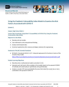 Lesson 1: Using the Pandemic Vulnerability Index Model to Examine the Risk Factors Associated with COVID-19 Lesson Plan Lesson 1: Using the Pandemic Vulnerability Index Model to Examine the Risk Factors Associated with COVID-19 Lesson Plan