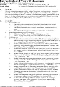 Enter an Enchanged Wood with Shakespeare Unit Plan Enter an Enchanged Wood with Shakespeare Unit Plan