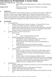 Adventures in Wonderland: A Genre Study Unit Plan Adventures in Wonderland: A Genre Study Unit Plan