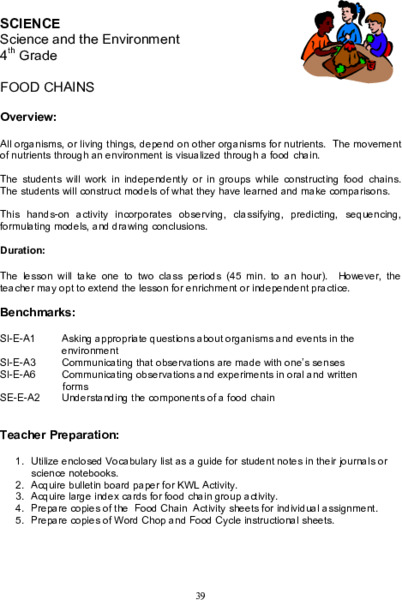 Food Chains Lesson Plan Food Chains Lesson Plan