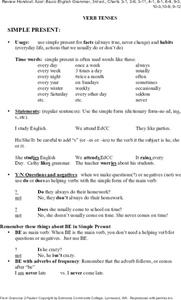 Verb Tenses Worksheet Verb Tenses Worksheet
