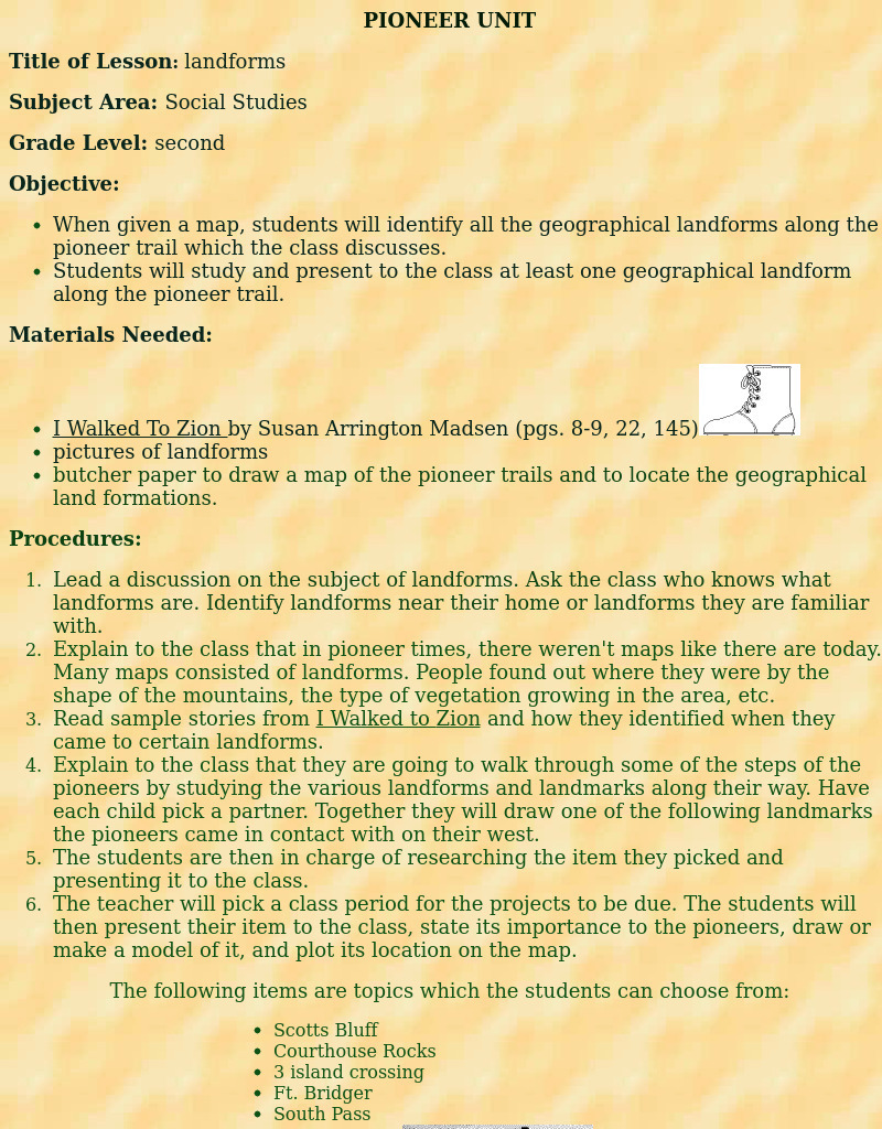 Landforms Lesson Plan Landforms Lesson Plan