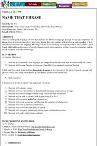Name That Phrase Unit Plan Name That Phrase Unit Plan