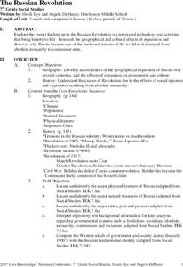 The Russian Revolution Unit Plan The Russian Revolution Unit Plan
