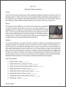 Zach’s Lie: Multi-Genre Writing Assignment Activity Zach’s Lie: Multi-Genre Writing Assignment Activity