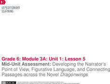 Mid-Unit Assessment: Developing the Narrator’s Point of View, Figurative Language, and Connecting Passages across the Novel Dragonwings Lesson Plan Mid-Unit Assessment: Developing the Narrator’s Point of View, Figurative Language, and Connecting Passages across the Novel Dragonwings Lesson Plan