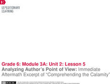 Analyzing Author’s Point of View: Immediate Aftermath Excerpt of “Comprehending the Calamity" Lesson Plan Analyzing Author’s Point of View: Immediate Aftermath Excerpt of “Comprehending the Calamity" Lesson Plan