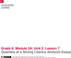 Qualities of a Strong Literary Analysis Essay Lesson Plan Qualities of a Strong Literary Analysis Essay Lesson Plan