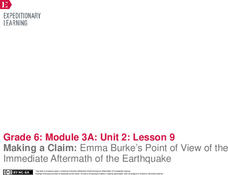 Making a Claim: Emma Burke’s Point of View of the Immediate Aftermath of the Earthquake Lesson Plan Making a Claim: Emma Burke’s Point of View of the Immediate Aftermath of the Earthquake Lesson Plan