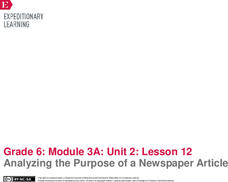 Analyzing the Purpose of a Newspaper Article Lesson Plan Analyzing the Purpose of a Newspaper Article Lesson Plan